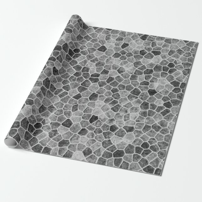 Ultimatives Grau gepflastertes Patchwork-Terrazzo- Geschenkpapier (Ungerollt)