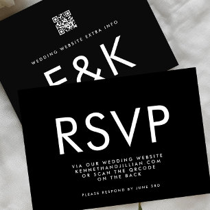 Ultra BOLD MODERNE MONOGRAM QR CODE-Website RSVP Karte