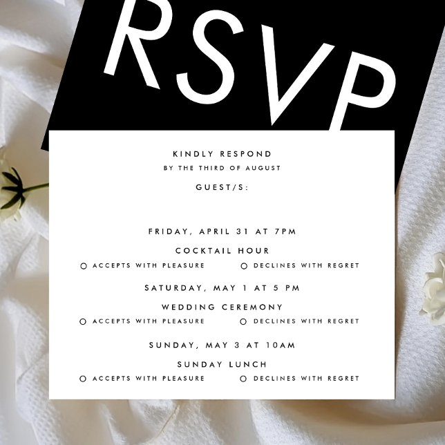 Ultra BOLD Moderne Multievent Hochzeit RSVP Karte (Von Creator hochgeladen)