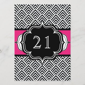 Ultra Chic 21. Geburtstag oder Bachelorette Zickza Einladung