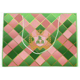 Ultra Chic Elegant Rosa Grün Argyle Monogramm Wapp Große Geschenktüte
