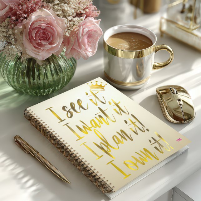 Ultra Chic Gold & Pearl Ivory Motivational Luxe Planer (Stylish Motivational Gold Text Personal Daily Planner )
