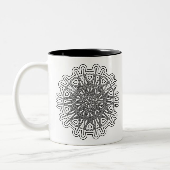 Ultra Cooles Mandala Design #1 Zweifarbige Tasse (Links)