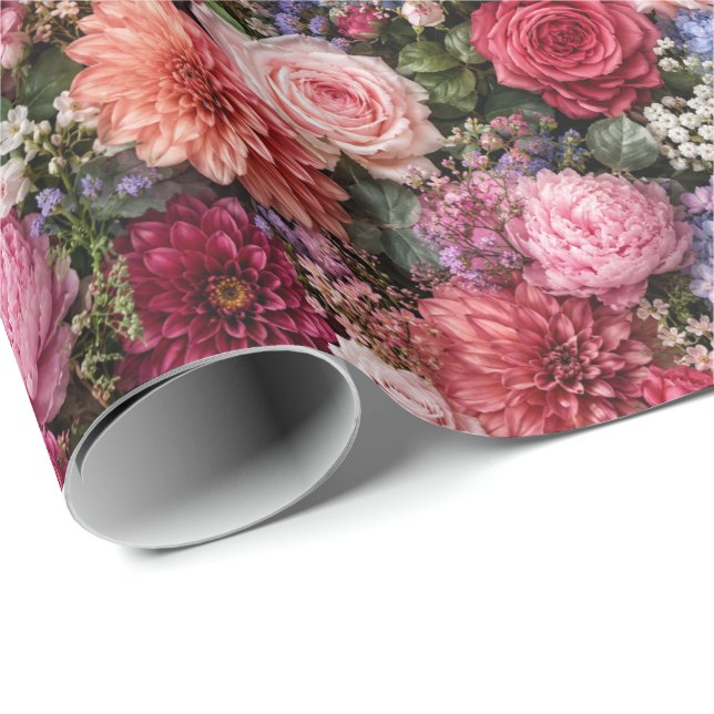 Ultra-detaillierte exquisite gemischte Blumen Geschenkpapier (Rolleneckpunkt)