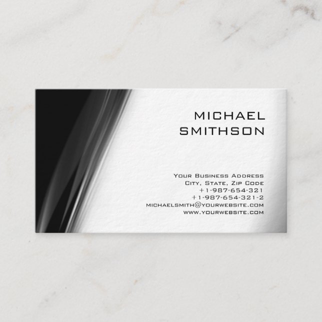 Ultra-dick Trendy Schwarz-weiß Gray Business Card Visitenkarte (Vorderseite)