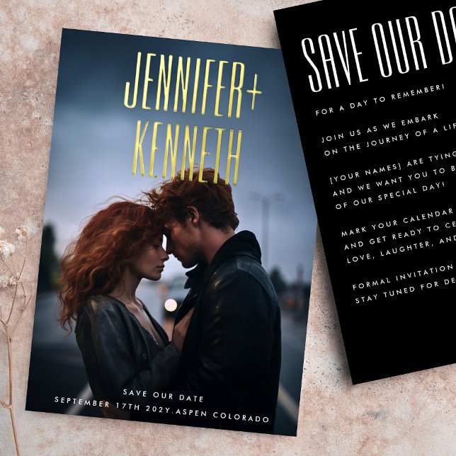 ULTRA EINFACH MODERNE NAMES GOLD FOTO RETTE UNSERE FOLIENEINLADUNG (Von Creator hochgeladen)