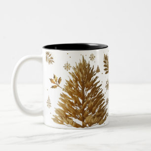 Ultra Glam Liquid Gold Pinselstrich-Christbaum Zweifarbige Tasse