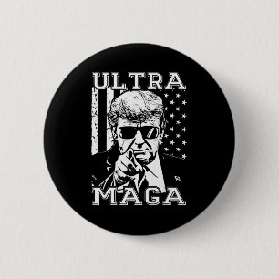 Ultra MAGA Fun Anti Biden US Flag Pro Trump Trend Button