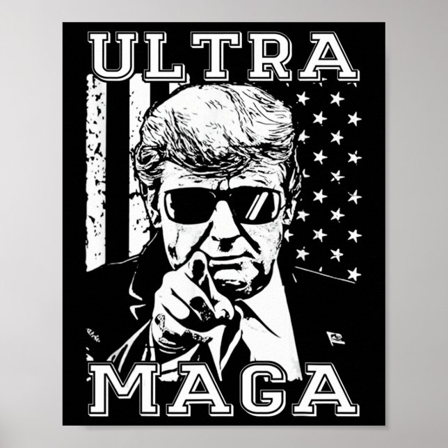 Ultra MAGA Fun Anti Biden US Flag Pro Trump Trend Poster (Vorne)