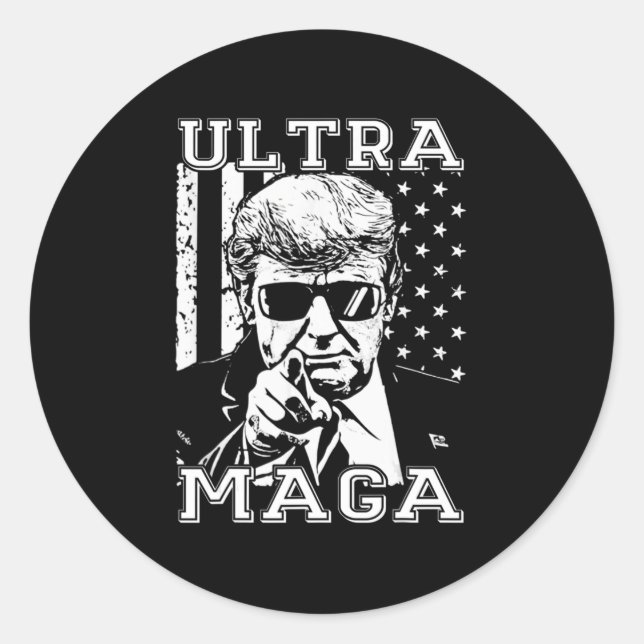 Ultra MAGA Fun Anti Biden US Flag Pro Trump Trend Runder Aufkleber (Vorderseite)
