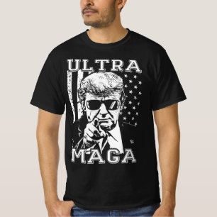 Ultra MAGA Fun Anti Biden US Flag Pro Trump Trend T-Shirt