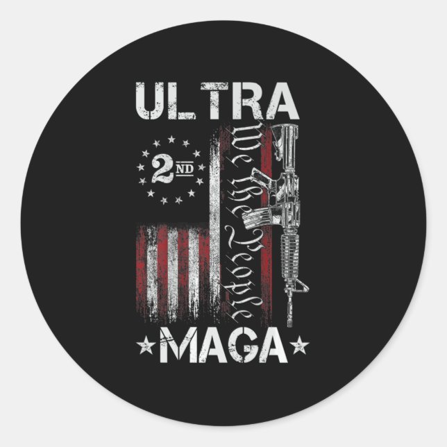 Ultra MAGA Gun AR - Zitat Patriotische amerikanisc Runder Aufkleber (Vorderseite)