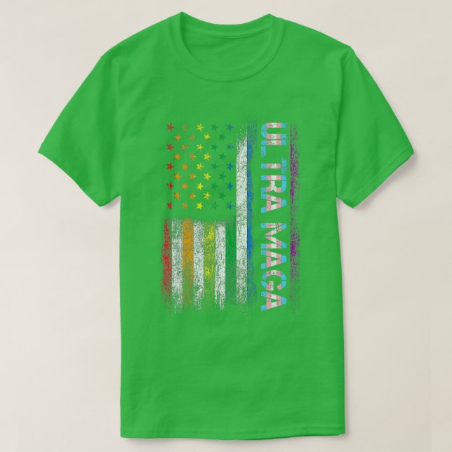 Ultra-Maga-LGBT-Stolpergay für Trump-US-Flagge Ult T-Shirt (Design vorne)