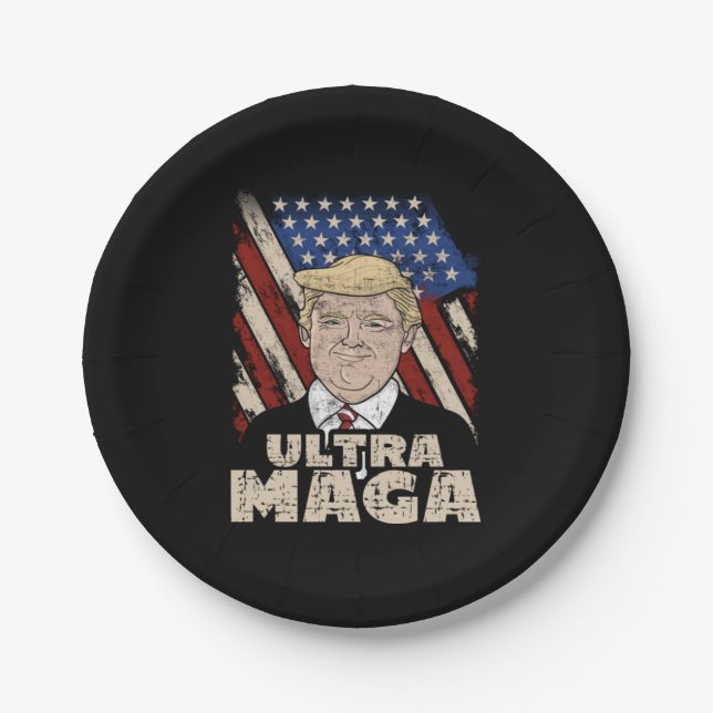 Ultra Maga Proud Republikaner Pro Trump USA Flag D Pappteller (Vorderseite)