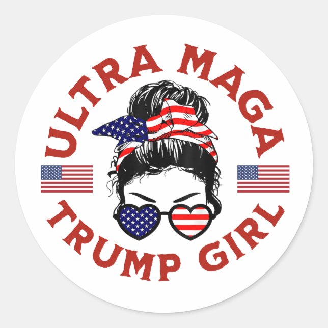 Ultra Maga Trump Girl Runder Aufkleber (Vorderseite)