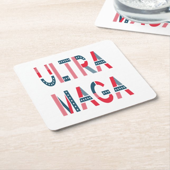 Ultra MAGA Trump Patriotische Republikanische Kons Rechteckiger Pappuntersetzer (angewinkelt)