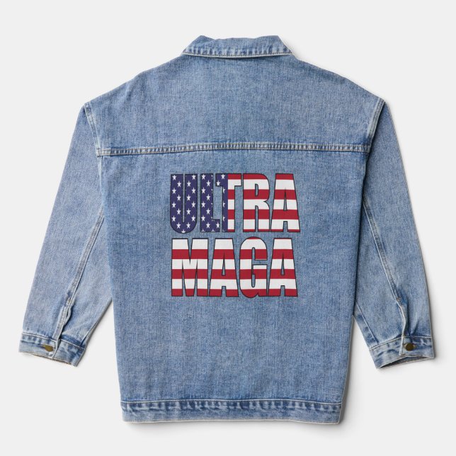 Ultra MAGA Trump Unterstützer ⛳ Great Again USA Jeansjacke (Rückseite)