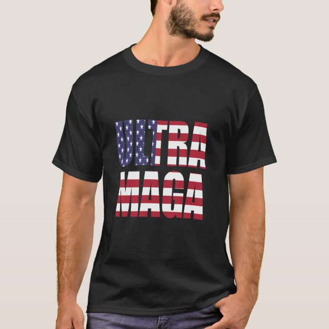 Ultra MAGA Trump Unterstützer ⛳ Great Again USA T-Shirt (Vorderseite)