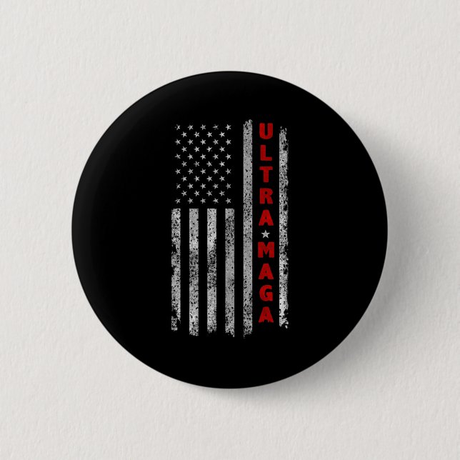 Ultra MAGA Vintage amerikanische Fahne Ultra MAGA Button (Vorderseite)