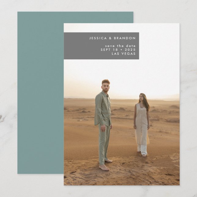 Ultra-Minimal-Einfache moderne Hochzeit des Fotos Save The Date (Vorne/Hinten)