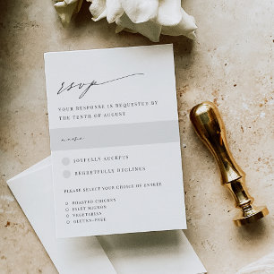 Ultra-Minimal   Script Accent Wedding Meal Choice RSVP Karte