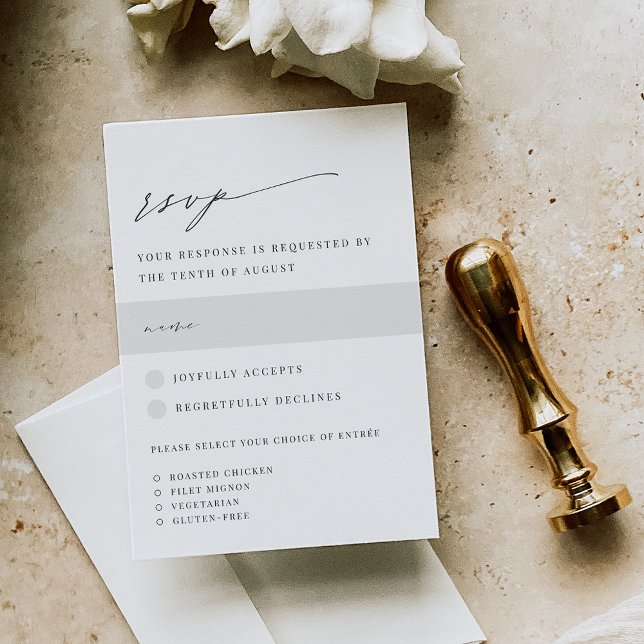 Ultra-Minimal | Script Accent Wedding Meal Choice RSVP Karte (Von Creator hochgeladen)