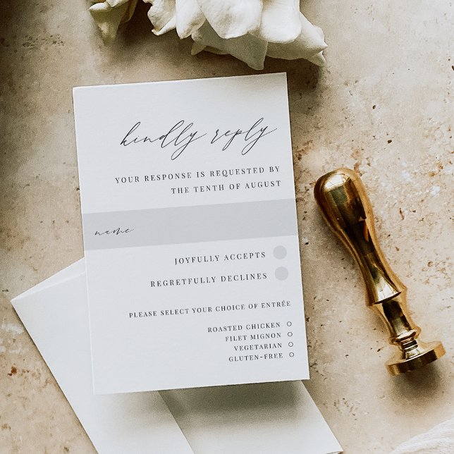 Ultra-Minimal | Script Accent Wedding Meal Choice RSVP Karte (Von Creator hochgeladen)