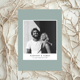 Ultra-minimalistische, lässige Foto-Grau-Blau-Hoch Save The Date