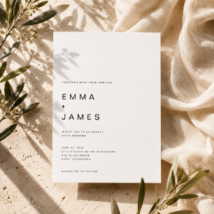 Ultra-minimalistische moderne typografische Hochze Einladung