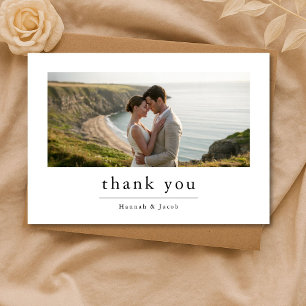 Ultra-minimalistische Strand-Foto-Hochzeit am Reis Dankeskarte