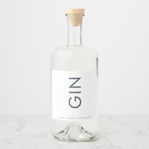 Ultra Modern Bold Big Monogram Navy Blue Gin Alkoholflaschenetikett