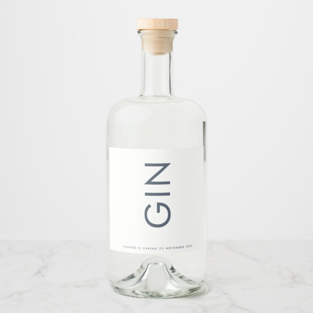 Ultra Modern Bold Big Monogram Navy Blue Gin Alkoholflaschenetikett (Vorderseite)
