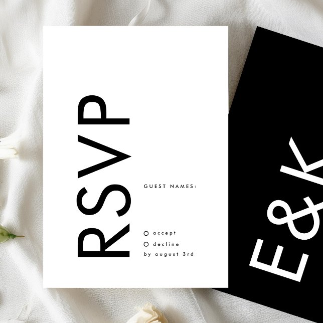Ultra Modern Bold Big Monogram Simple Wedding RSVP Karte (Von Creator hochgeladen)