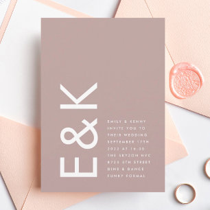 Ultra Modern Bold Big Monogram Taupe Wedding Einladung