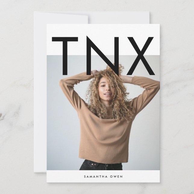 Ultra Modern Bold Big TNX Einfache Graduierung Dankeskarte (Vorderseite)