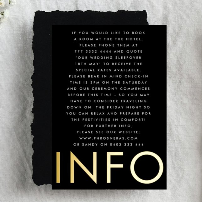 Ultra Modern Bold Names 2 x Info Details GOLD Folieneinladung (**NB READ PRODUCT DESCRIPTION - DIY FOIL DETAILS)