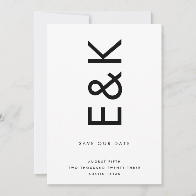 ULTRA MODERN BOLD NAMES MONOGRAM SAVE THE DATE EINLADUNG (Vorderseite)
