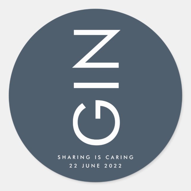 Ultra Modern Bold Navy Monogram Liquor Flasche Runder Aufkleber (Vorderseite)