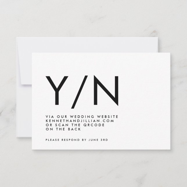 Ultra Modern BOLD QR CODE TRENDY Website Y/N RSVP Karte (Vorderseite)