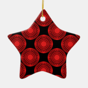 Ultra Modern Circles Star Ornament, rot Keramikornament