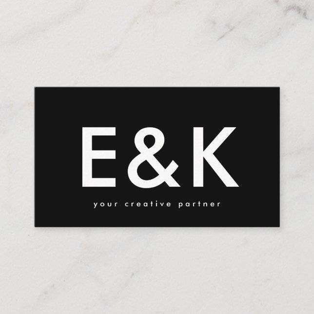 Ultra-Modern, extra fett, Big-Monogramm-Schwarz Visitenkarte (Vorderseite)