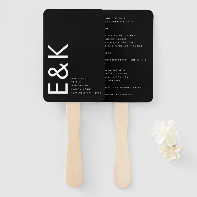 Ultra Modern formatiert Groß Monogram einfach Fächer (Vorne und Hinten)