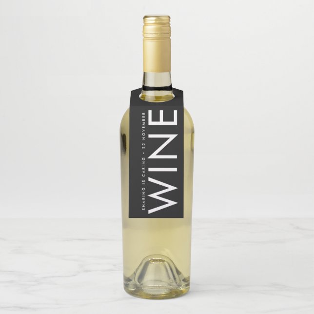 Ultra Modern formatiert Groß Monogram einfach Flaschenanhänger (Auf Flasche)