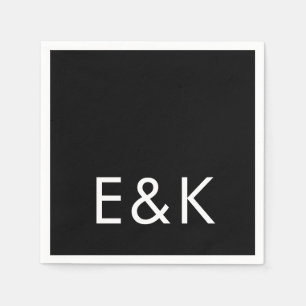 Ultra Modern formatiert Groß Monogram einfach Schw Serviette
