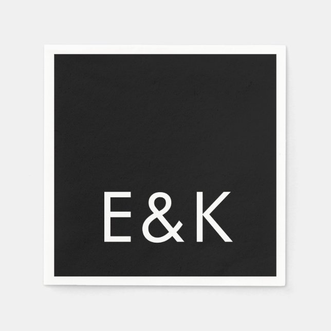 Ultra Modern formatiert Groß Monogram einfach Schw Serviette (Vorderseite)