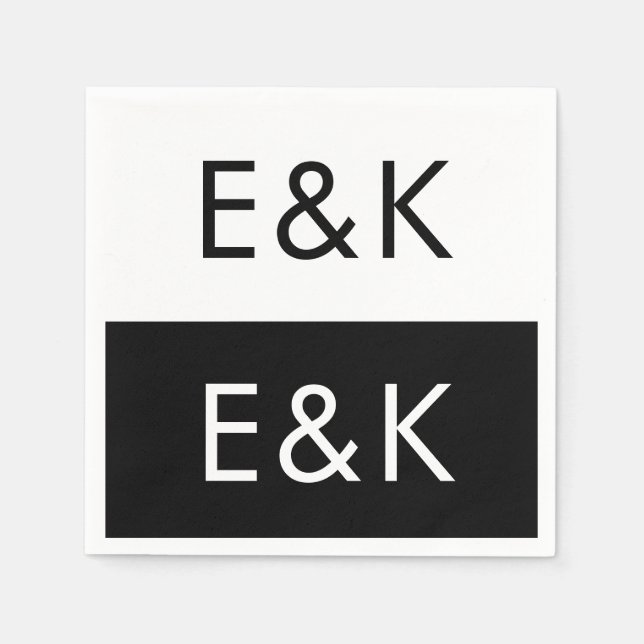 Ultra Modern formatiert Groß Monogram einfach Serviette (Vorderseite)