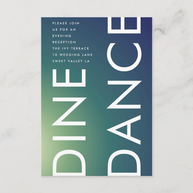 Ultra-Modern Gradient Green Blue Ombre Wedding Begleitkarte (Vorderseite)