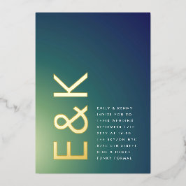 Ultra-Modern Gradient Green Blue Ombre Wedding Folieneinladung