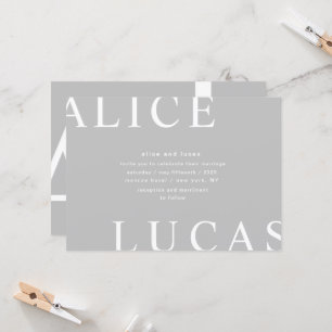 Ultra Modern Layout Monogramme Grau Hochzeit Einladung