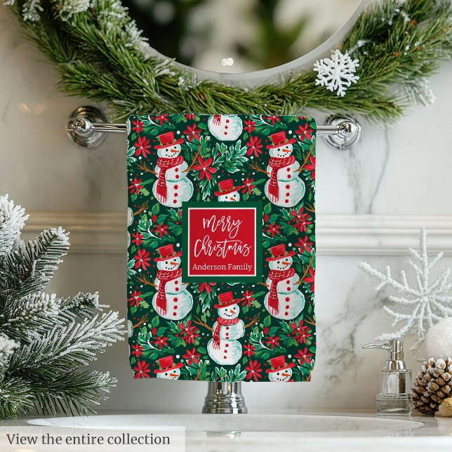 Ultra modern magenta and green Christmas preppy Badhandtuch Set (Ultra modern magenta and green Christmas preppy Bath Towel Set)